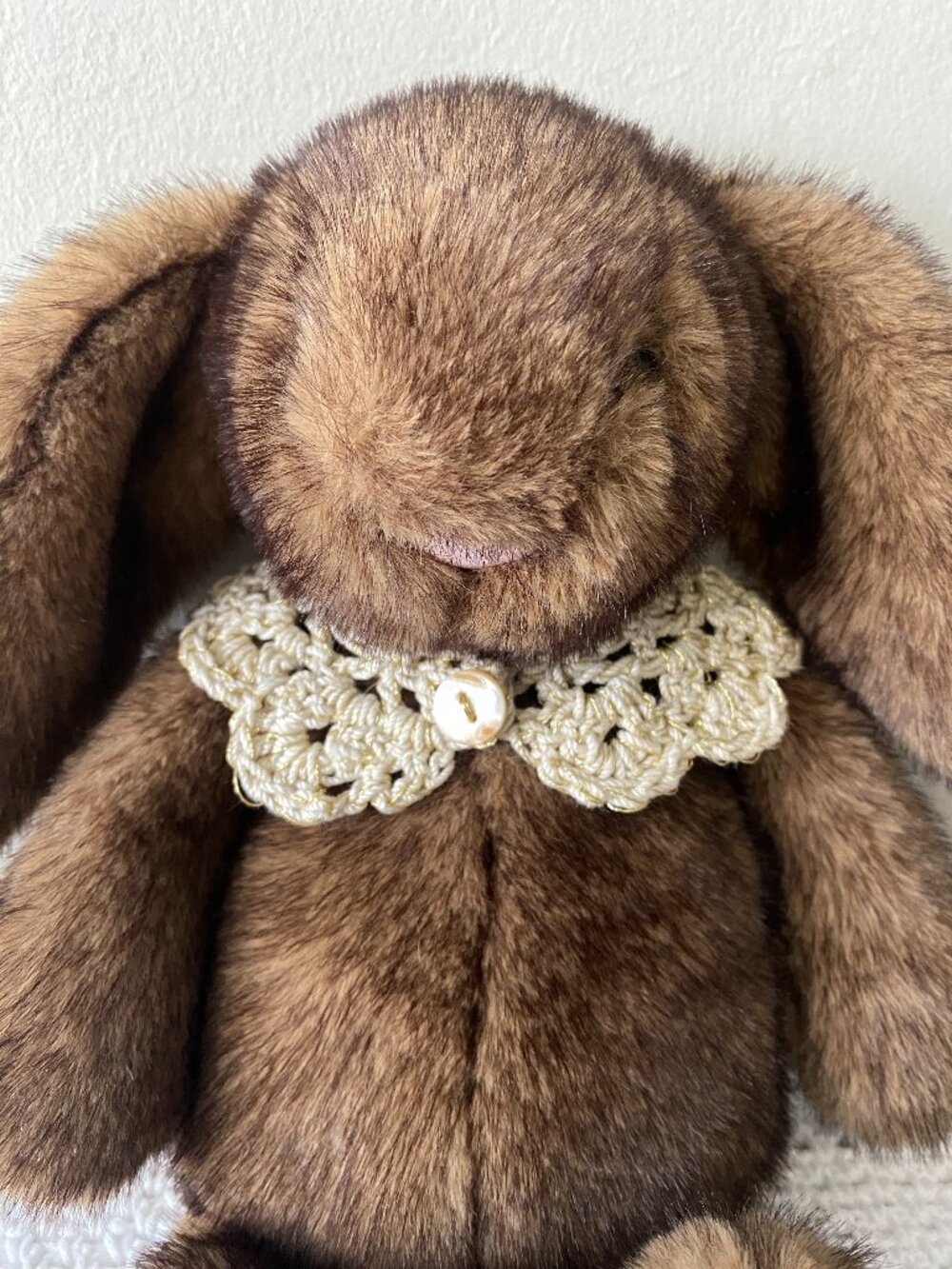Handmade Crochet Sparkly Gold White Collar Accessory for Teddy Bears &Plush Toys